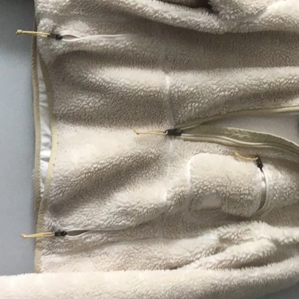 NORTH FACE cream tan neutral Sherpa cropped pullover crop jacket half zip - Picture 6 of 14